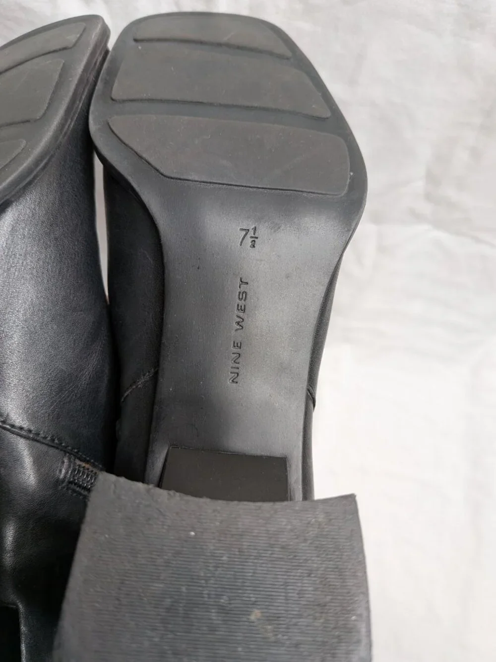 Vintage y2k Nine West Black Leather Square-Toe Knee-High Boots Size 7.5